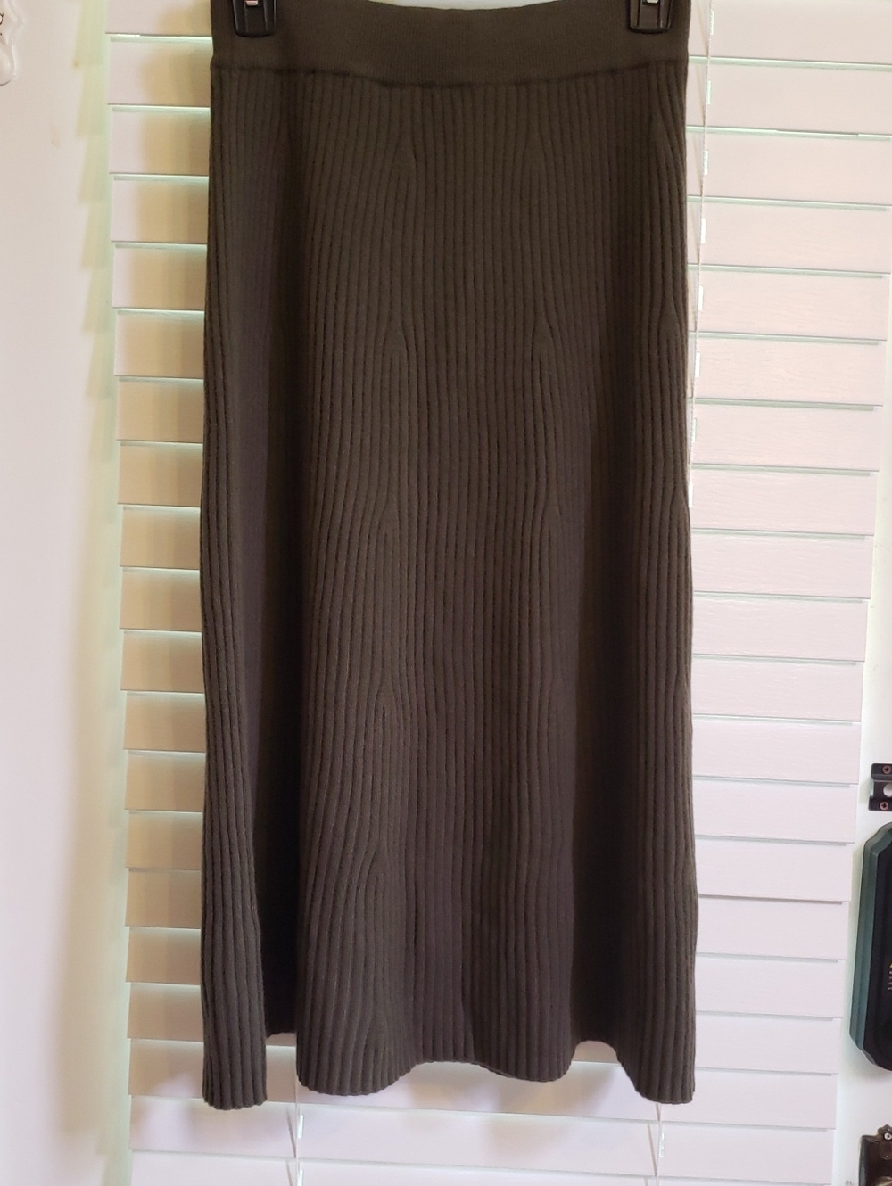 NakedCashmere Olive Ribbed Maxi Skirt
